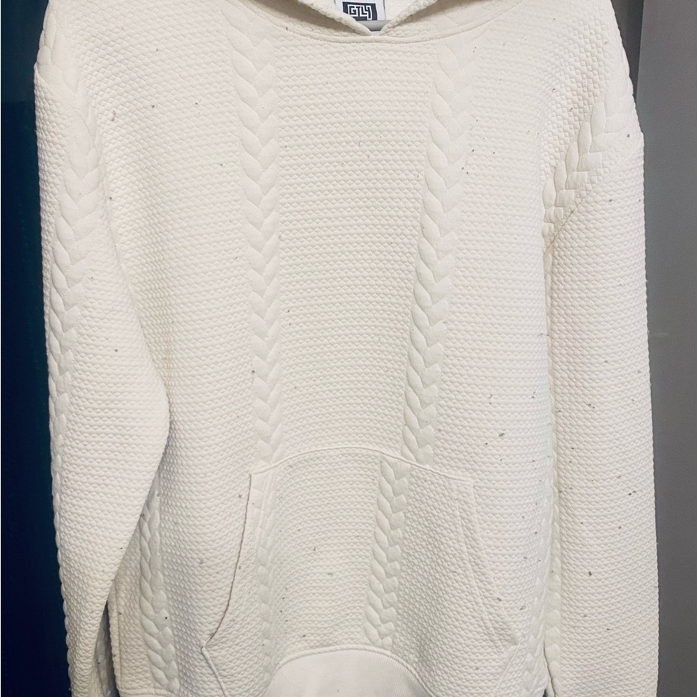 Cozy GTL4 Cream Colored Knit Hoodie Sweater - Men’s Sz Medium